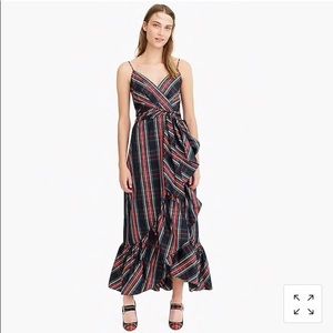 J.Crew Ruffle Maxi Dress in Stewart Tartan Taffeta